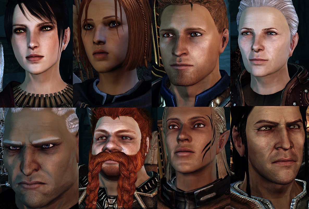 Новые и уникальные текстуры лиц и глаз для компаньонов Dragon Age