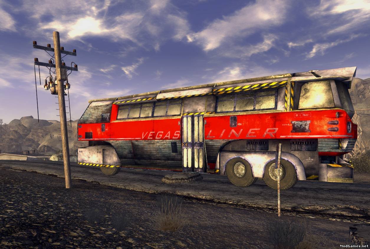 Pc game mods. Фоллаут Нью Вегас автобус. Fallout 4 Bus. Автобус из фоллаут 4. Машины в фоллаут Нью Вегас.